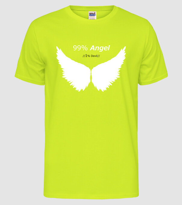 Angel model galben neon pe tricou