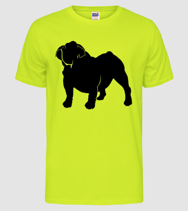 Bulldog englezesc model galben neon pe tricou