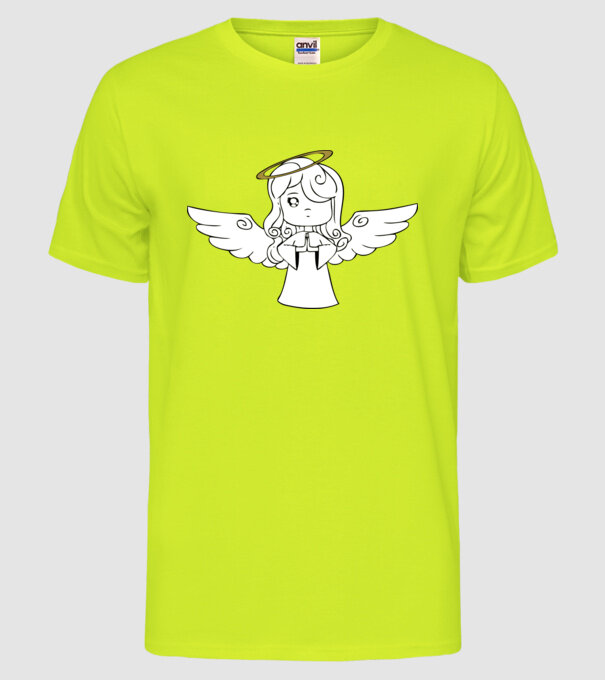 Îngeraș model galben neon pe tricou