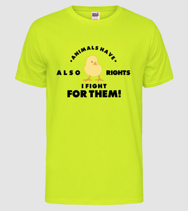 Animals also have rights model galben neon pe tricou
