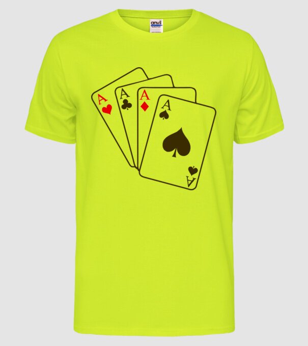 Ași model galben neon pe tricou
