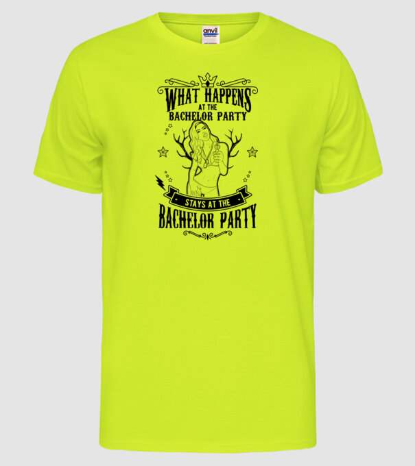Bachelor party model galben neon pe tricou
