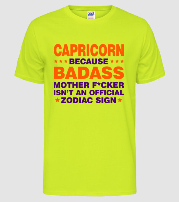 Badass zodiac CAPRICORN model galben neon pe tricou