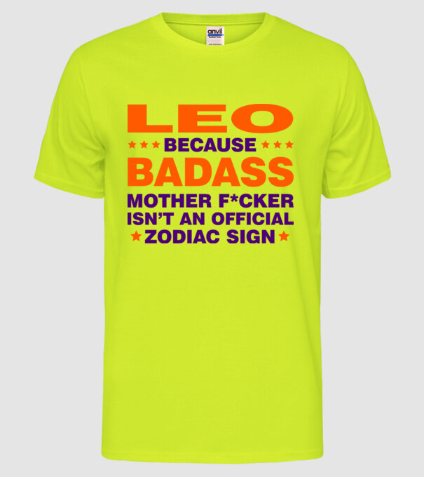 Badass zodiac LEO model galben neon pe tricou