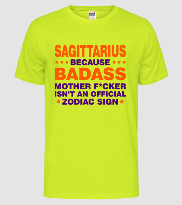 Badass zodiac SAGITTARIUS model galben neon pe tricou