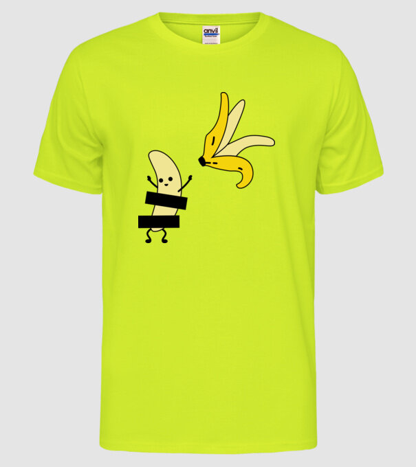Cuplu Banană fată model galben neon pe tricou