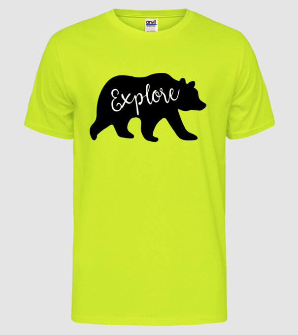 Bear explore model galben neon pe tricou