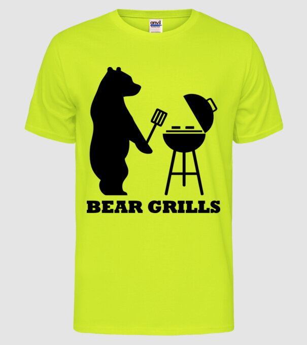 Bear Grills model galben neon pe tricou