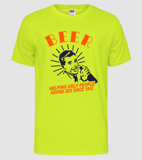beeer model galben neon pe tricou