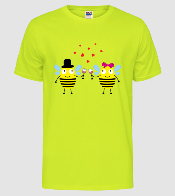 Bee Love model galben neon pe tricou