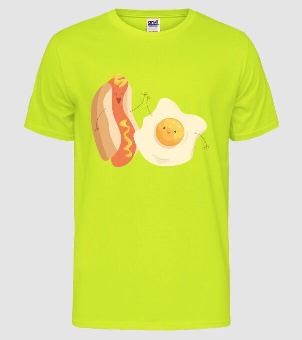 best friends hot dog egg model galben neon pe tricou