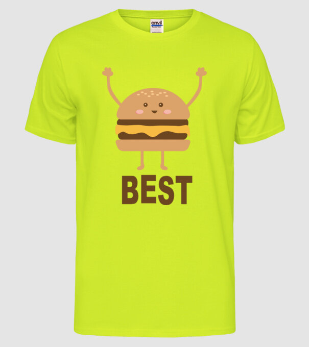 Best hamburger model galben neon pe tricou