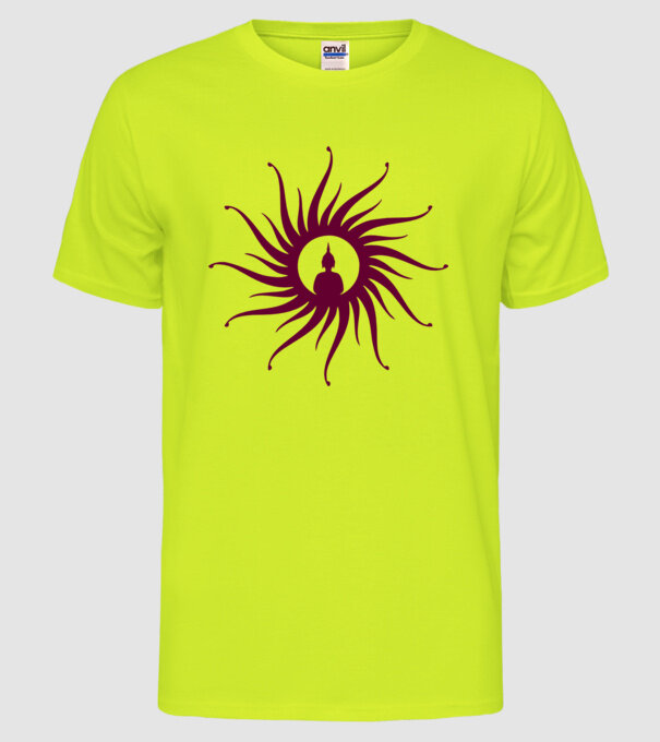 buddha circle model galben neon pe tricou