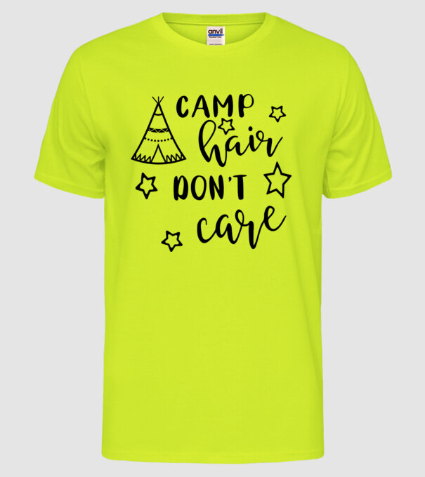 Camp hair teepee model galben neon pe tricou