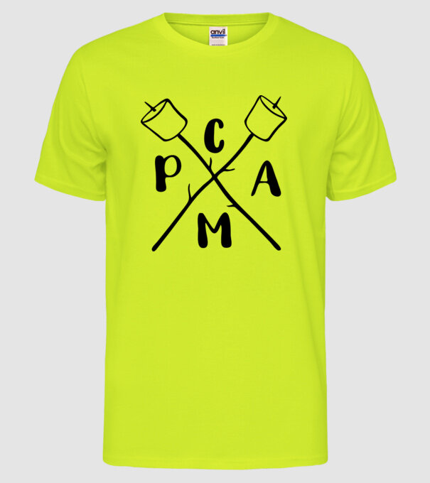 Camp marshmallow model galben neon pe tricou