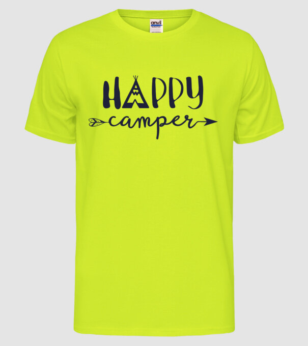 Camper tepee model galben neon pe tricou