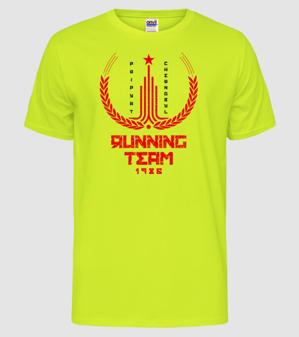 Chernobyl Running team model galben neon pe tricou