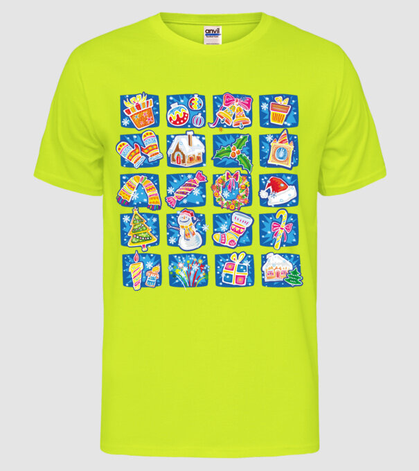 Christmas mix 2 model galben neon pe tricou
