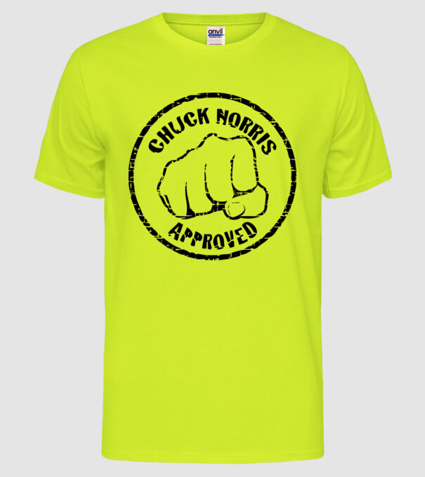 Chuck Norris Approved model galben neon pe tricou