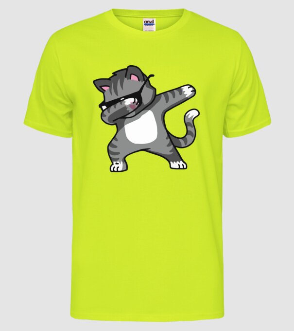 Pisică DAB model galben neon pe tricou