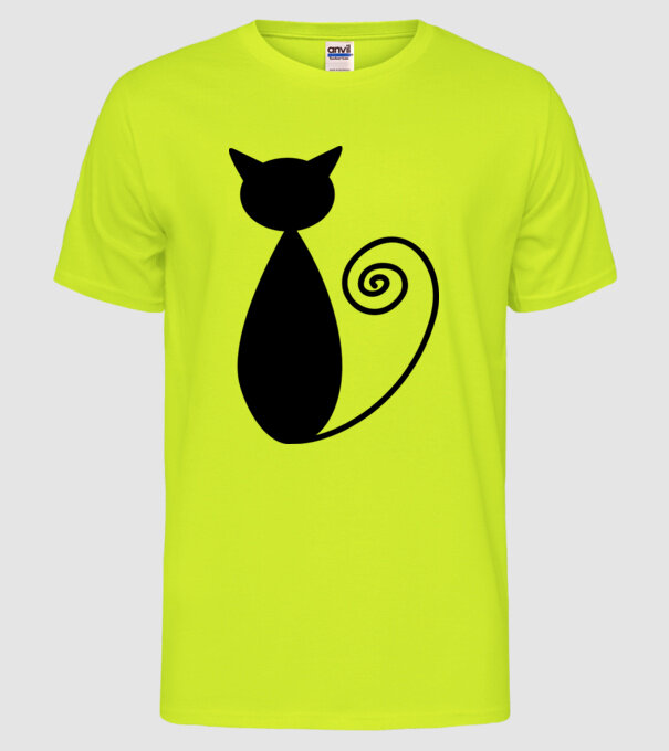 Siluetă pisică model galben neon pe tricou