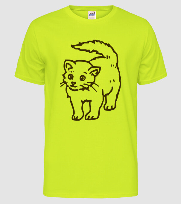 Pisică model galben neon pe tricou