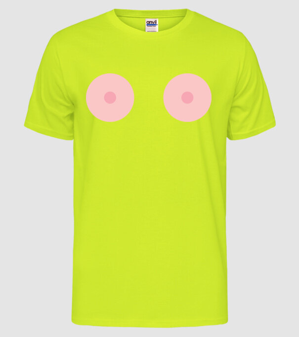 Țâțe model galben neon pe tricou