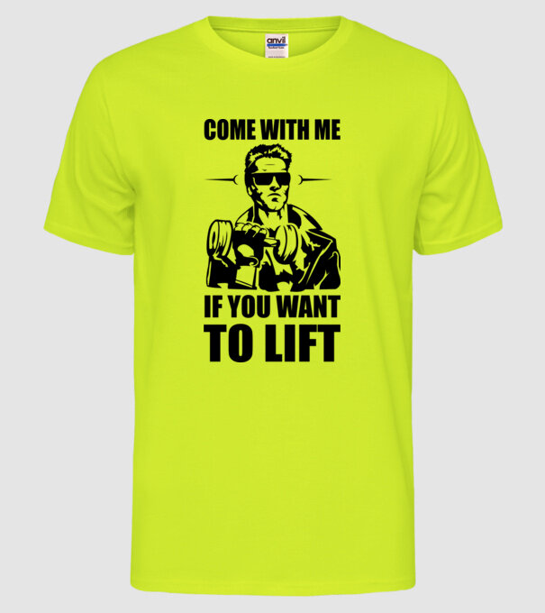 come with me arnold model galben neon pe tricou