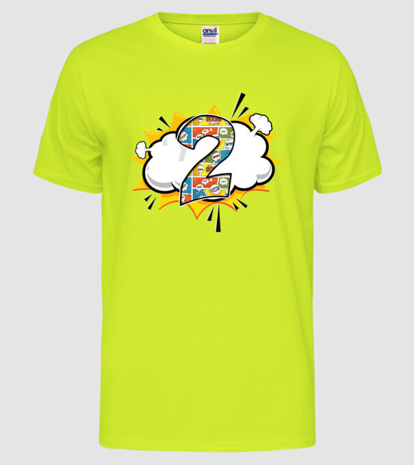 Birthday Comic Number 2 model galben neon pe tricou