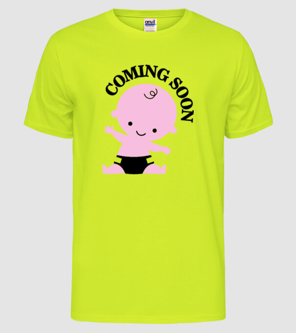 Coming soon baby model galben neon pe tricou