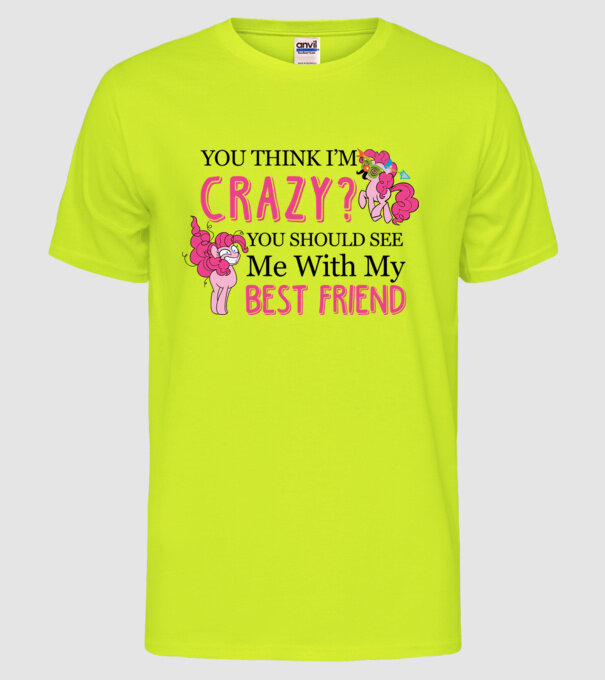 Crazy Friend Unicorn model galben neon pe tricou