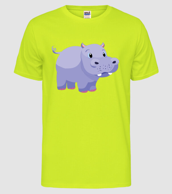 Hipopotam drăguț model galben neon pe tricou
