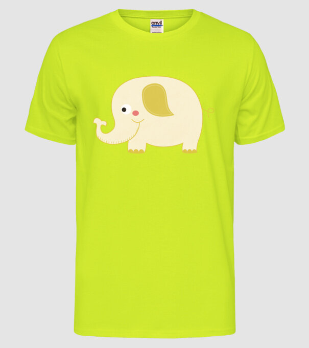 Cute elephant model galben neon pe tricou