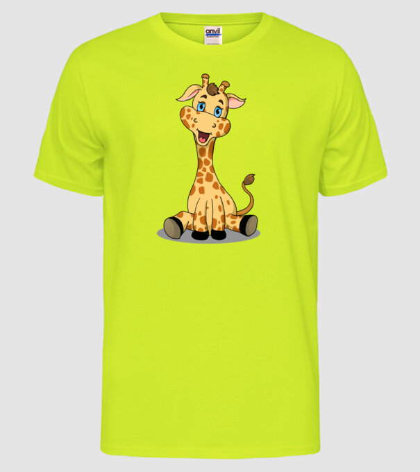 Cute giraffe model galben neon pe tricou