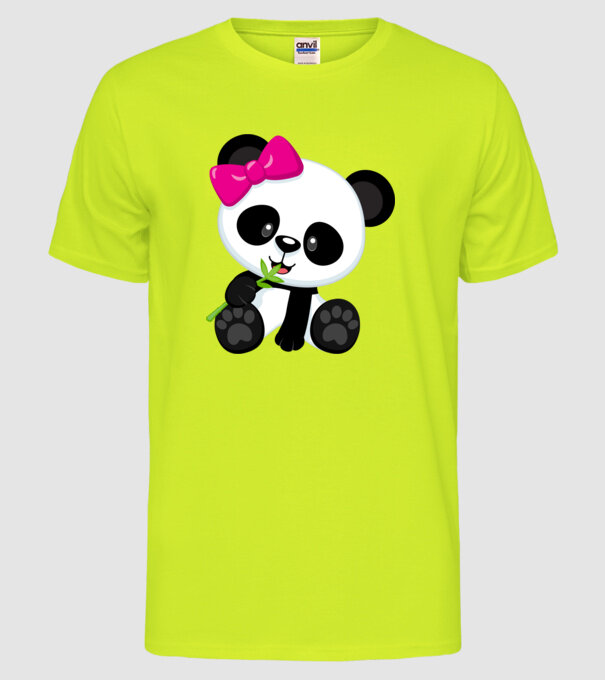 cute panda girl model galben neon pe tricou