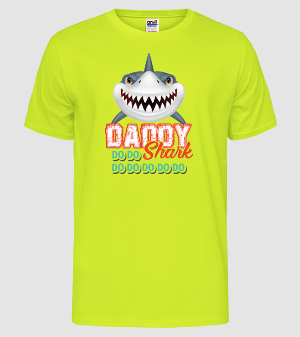 Daddy shark model galben neon pe tricou
