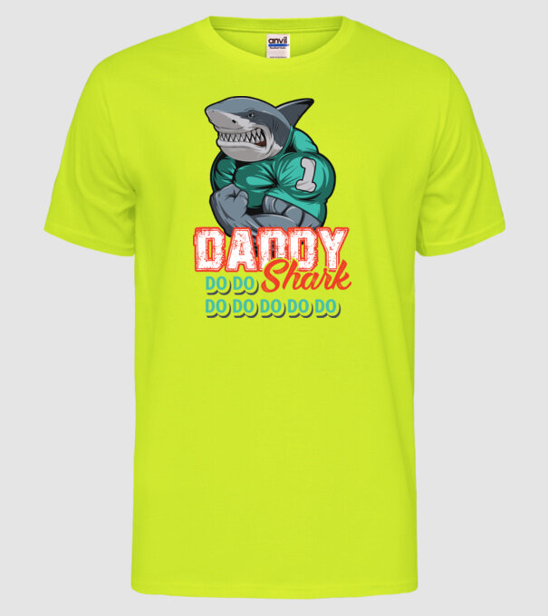 Daddy Shark do do do do model galben neon pe tricou
