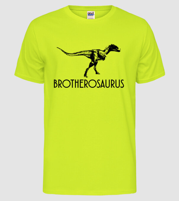 Familia de dinozauri Brotherosaurus model galben neon pe tricou