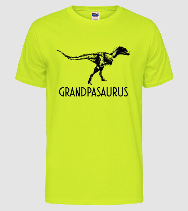 Familia de dinozauri Grandpasaurus model galben neon pe tricou