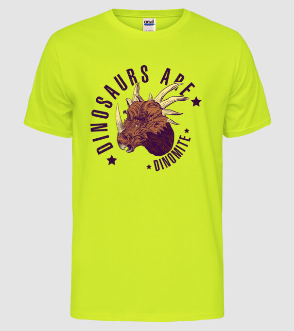 Dinomite model galben neon pe tricou