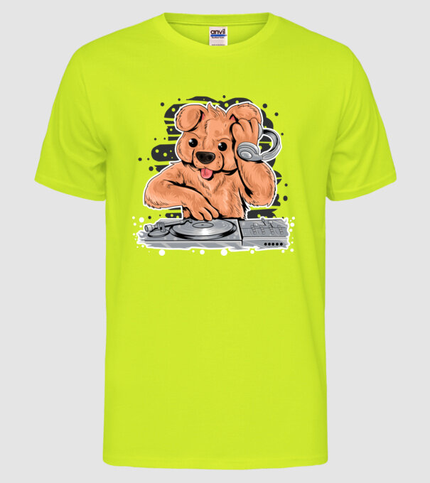 Urs Dj model galben neon pe tricou