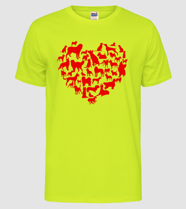 Doggy heart model galben neon pe tricou