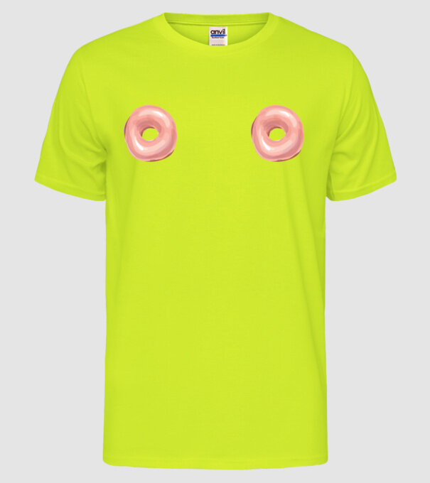 Donut titties model galben neon pe tricou