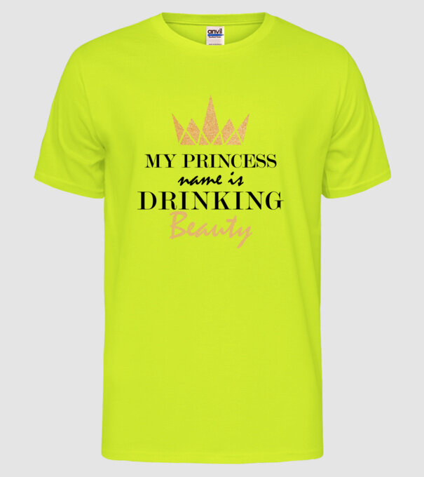 Drinking beauty gold model galben neon pe tricou