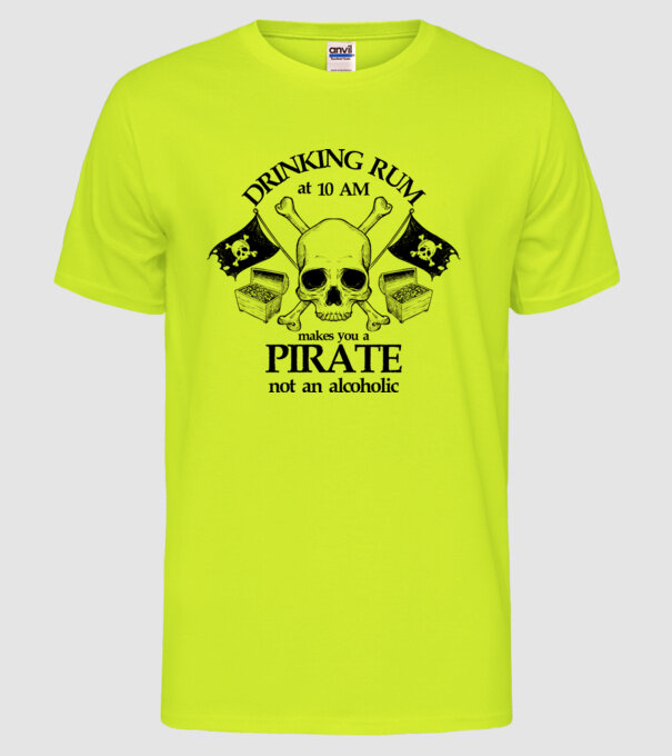 Drinking rum model galben neon pe tricou
