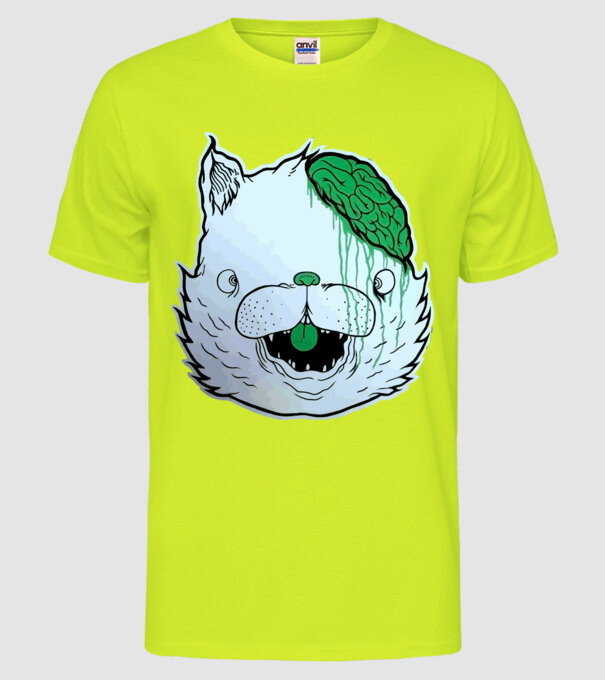 Dropdead! Cat model galben neon pe tricou