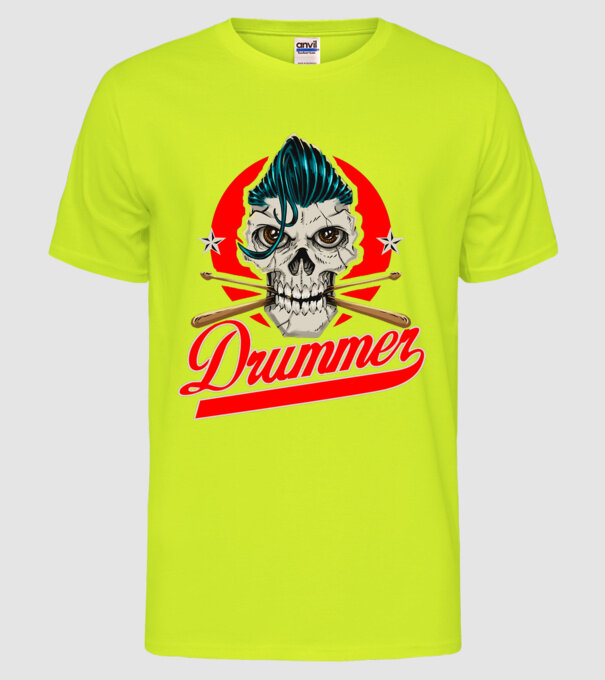 Drummer model galben neon pe tricou