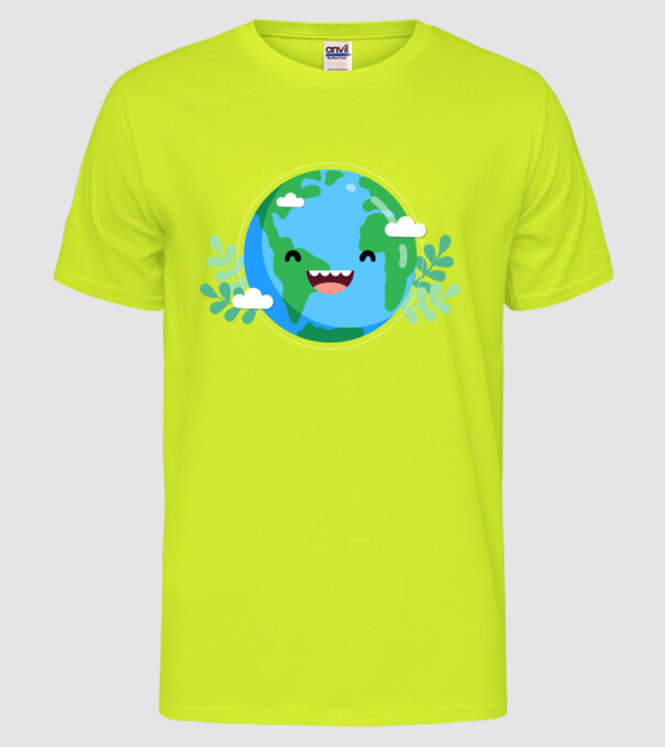 Earth smiley model galben neon pe tricou
