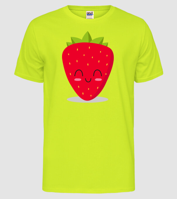 Căpșuni model galben neon pe tricou