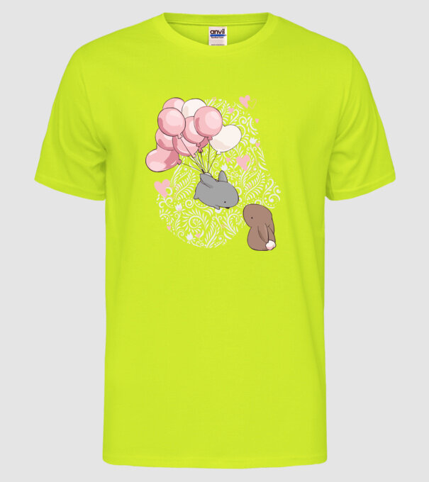 Pentru tine inima mea e în flăcări iepurași roz model galben neon pe tricou